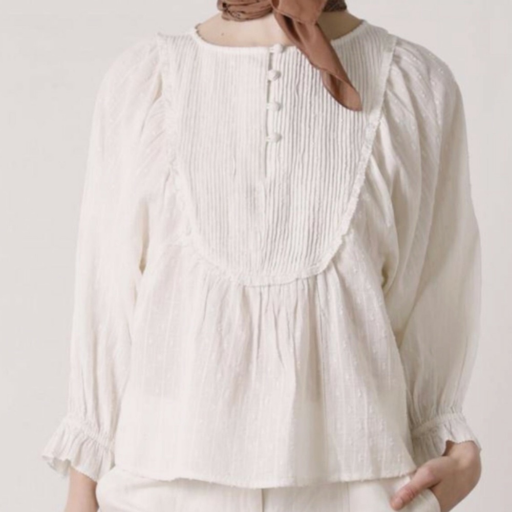 Apiece Apart Cala pin-tuck bib cotton blouse